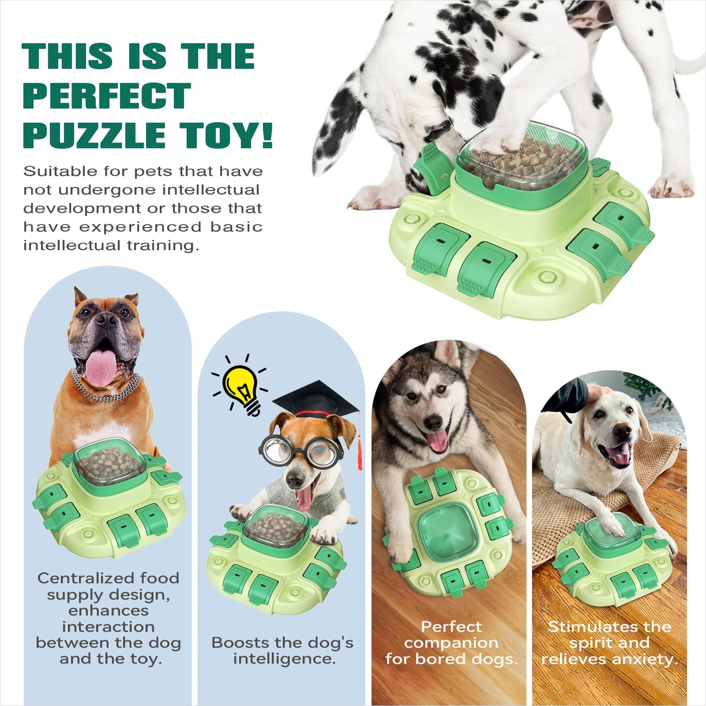 KADTC Dog Puzzle Toys Level 2 in 1 for Small/Medium/Large Dogs Treat Puzzles Slow Feeder with Button Enrichment Cognitive Toy Food Dispensing Puppy Brain Mental Stimulation Mind Interactive Games