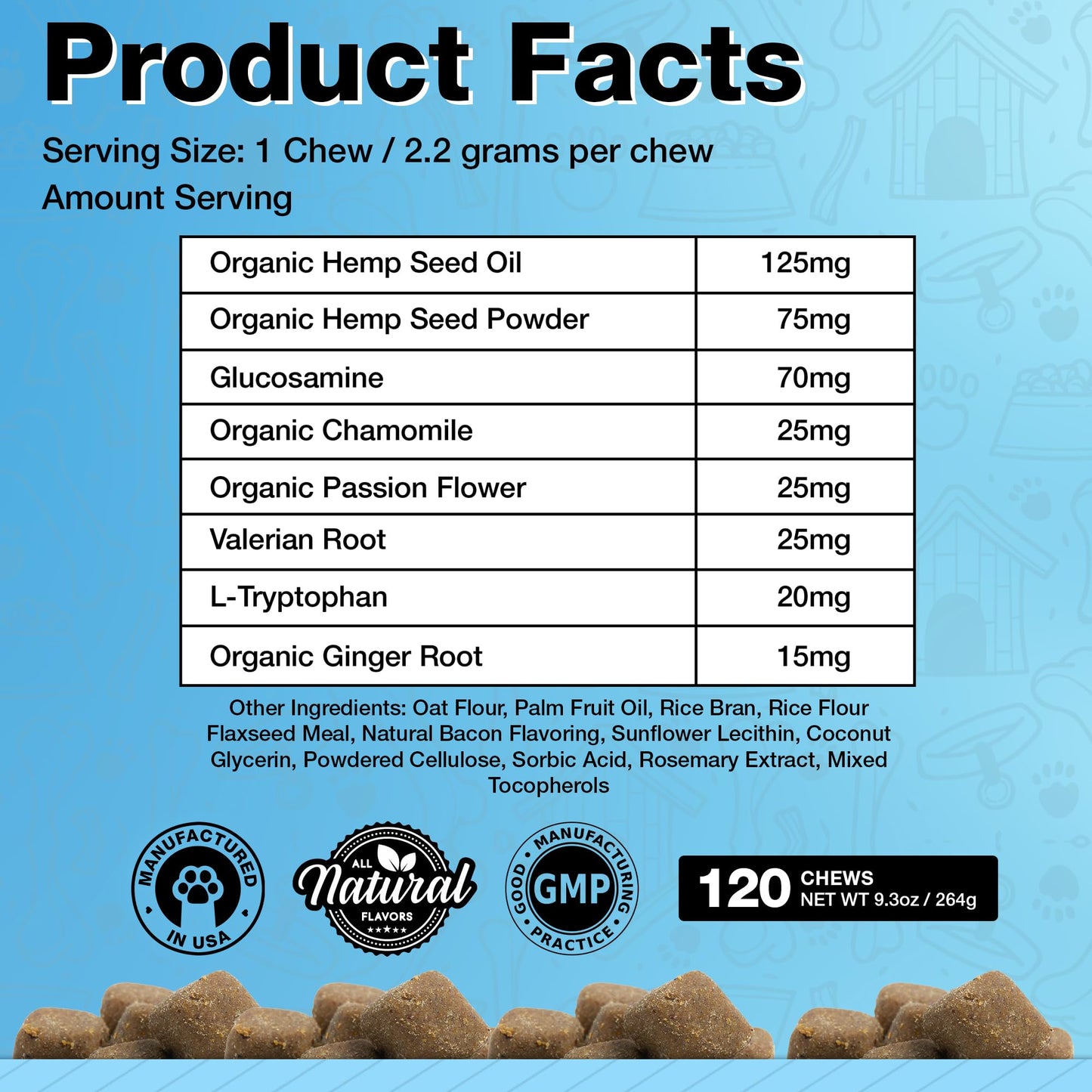 pawlife Hemp Dog Calming Chews - Anxiety Relief Treats, 120 Calming Treats for Dogs, Calm Pup Dog Anxiety Relief & Joint Support, Oil Infused Calming Chews for Dogs Anxiety (Bacon Flavor)