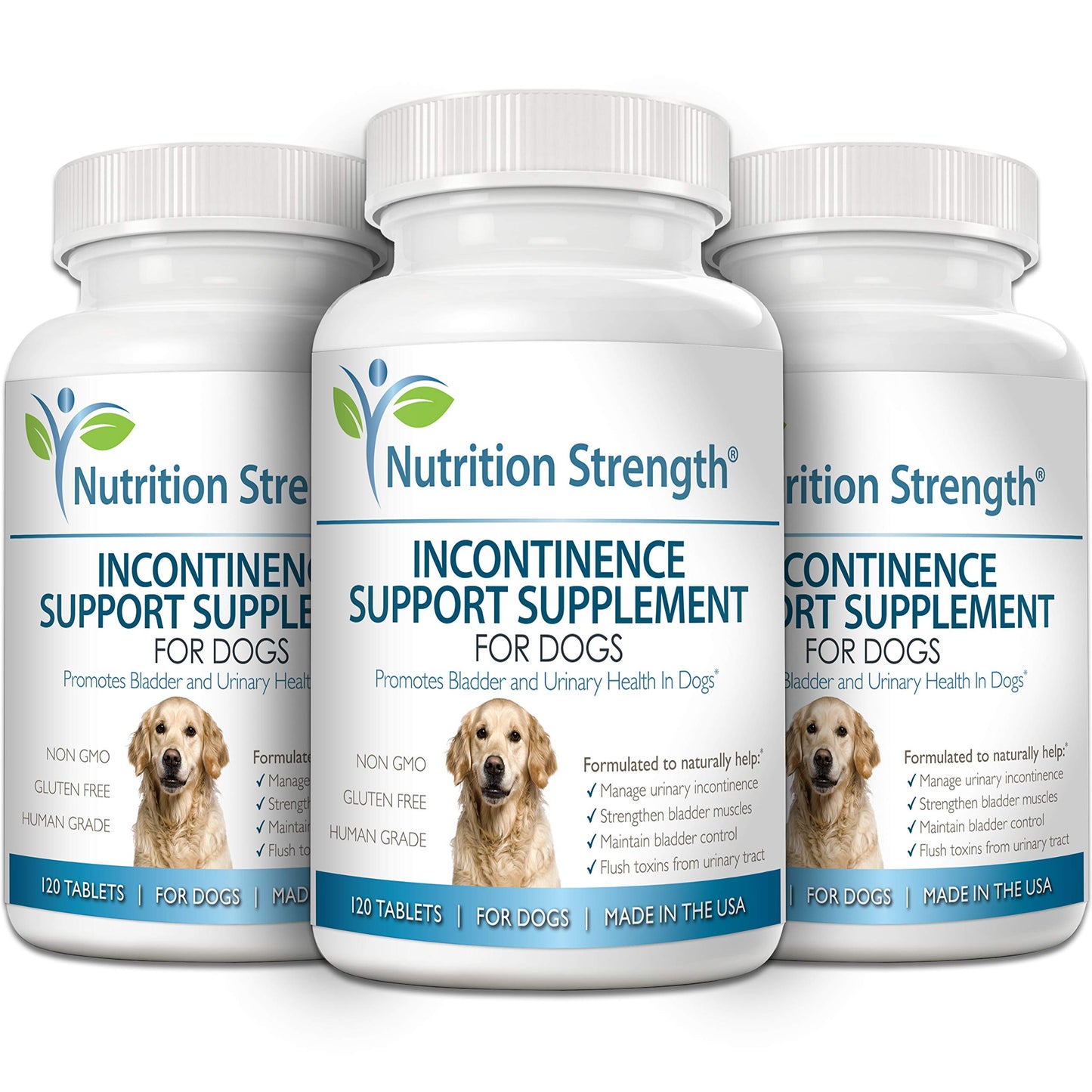 Nutrition Strength Dog Incontinence Support, Organic Support for Bladder Control, Bladder Health and for Dogs Leaking Urine, with Marshmallow, Astragalus & Licorice, 120 Chewable Tablets