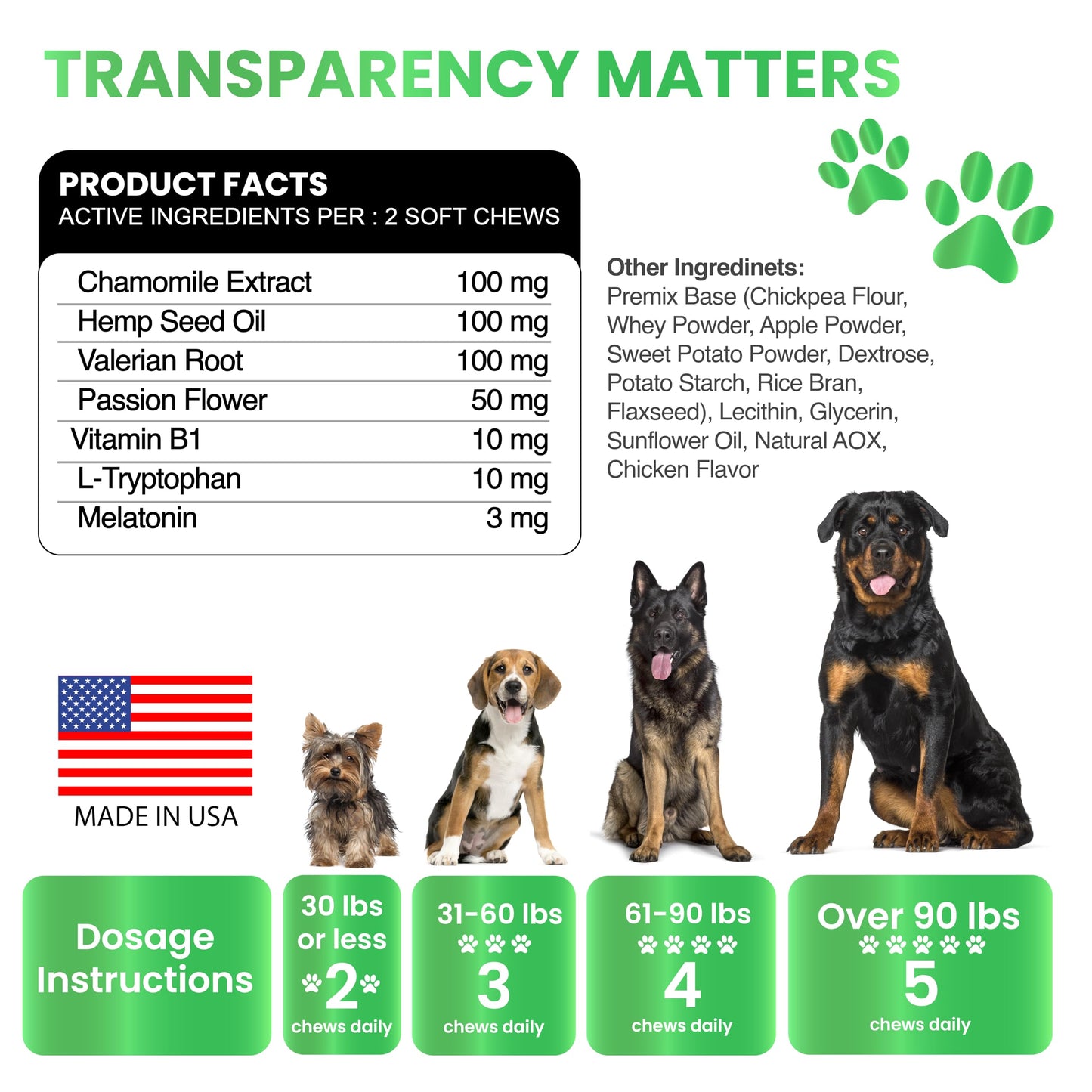 Grateful Pawz Hemp Calming Chews for Dogs - Dog Calming Chews - 170 Anxiety Relief Treats with Hemp Oil - Sleep Aid - Advanced Health Joint Support Supplement - Health & Wellness