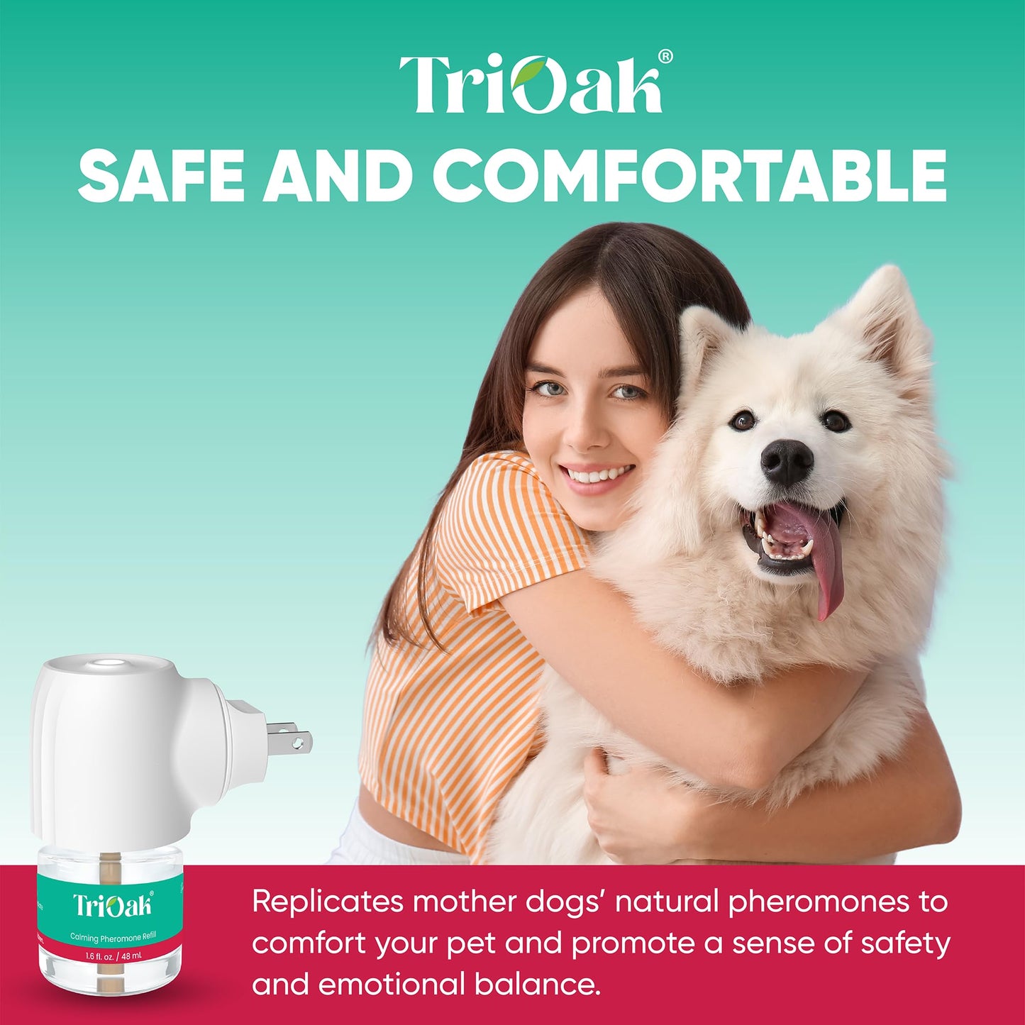 TriOak Pheromone Diffuser for Dogs: Advanced Dog Calming Diffuser - Calming Pheromones for Dogs - Dog Appeasing Pheromone - Dog Calming Diffuser for Dog Anxiety Relief, 2 Pack (Mint Blue)