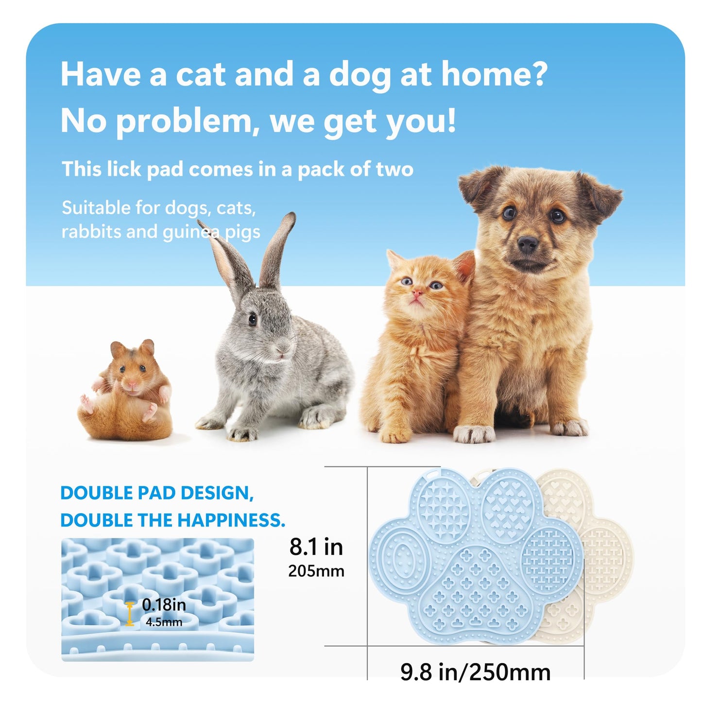 Li&Zhao Lick Mat for Dogs - 2 PCS Dog Lick Mats with Suction Cups Cat Lick Mat Puppy Lick Mat for Cats Dog Slow Feeder Dog Enrichment Toys for Yogurt Peanut Butter Food Treats