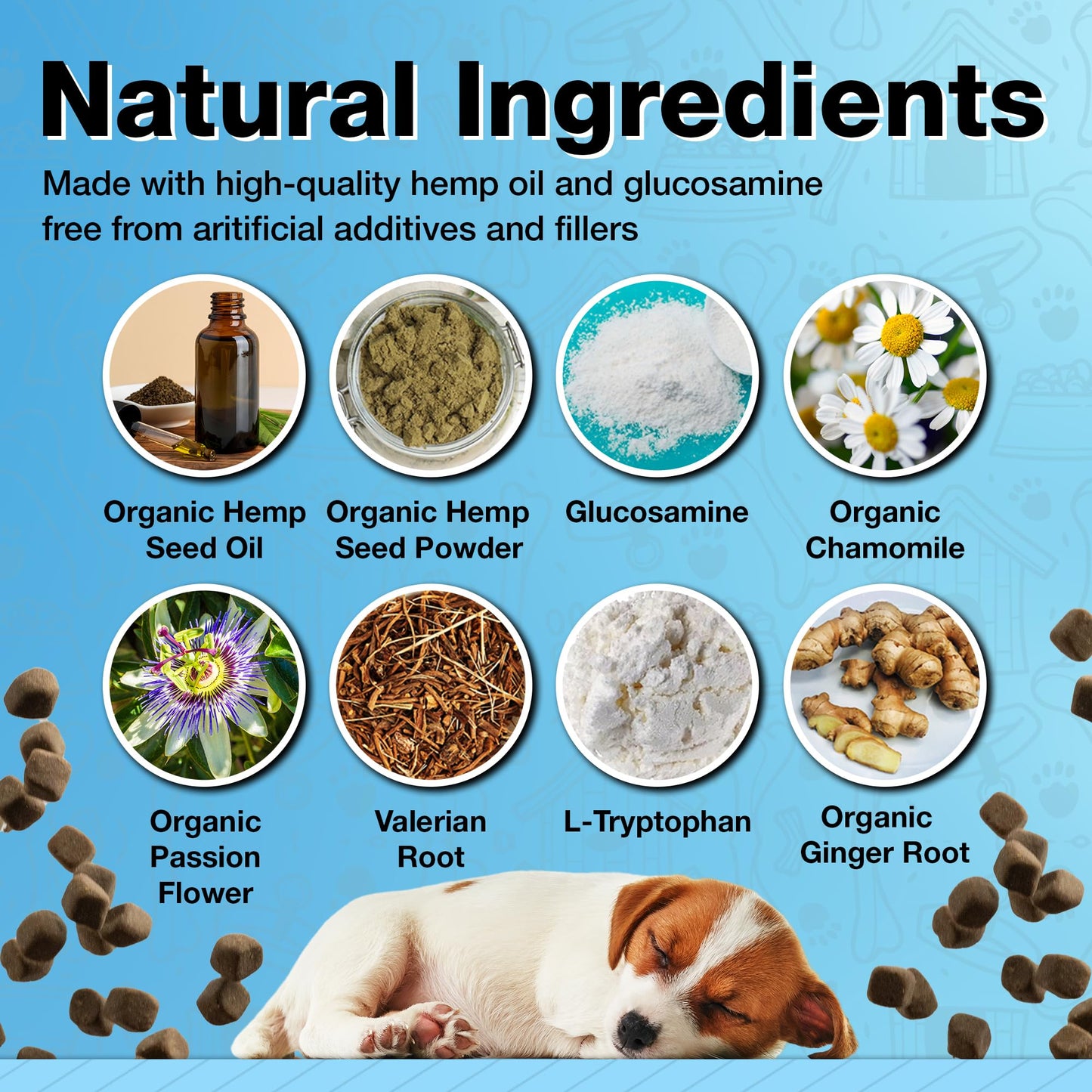 pawlife Organic Hemp Oil Infused Calming Chews for Dogs Anxiety - Dogs Essentials for Relief from Travel, Thunder, Separation, Barking, and Fireworks, Joint Pain, Arthritis, Pain Support Calm Pup