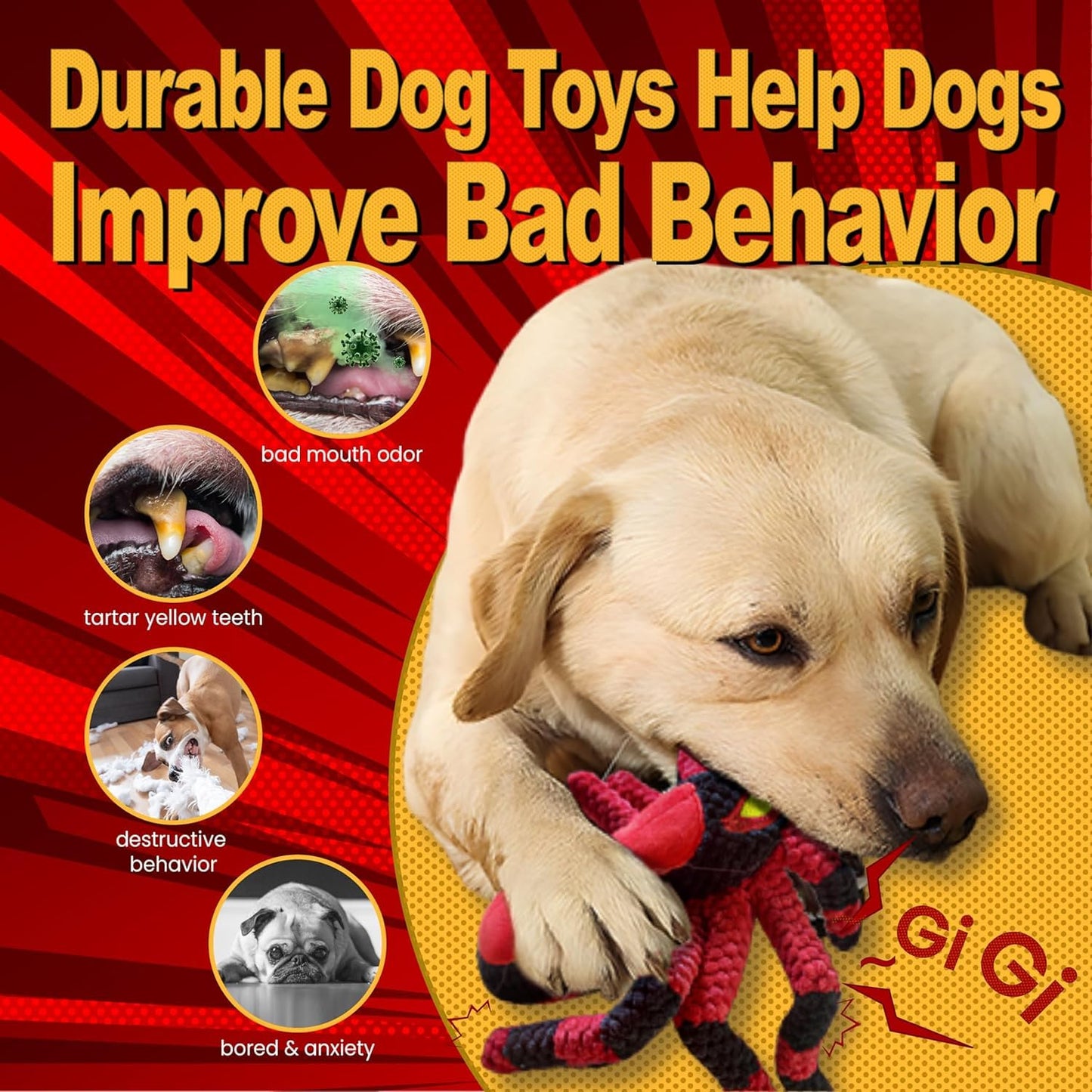 LEGEND SANDY Tough Dog Toys, Stuffed Dog Chew Toys, Large Dog Toys to Keep Them Busy, Interactive Dog Toys, Squeaky Dog Toys, Tug of War Dog Toy, Crinkle Dog Toy
