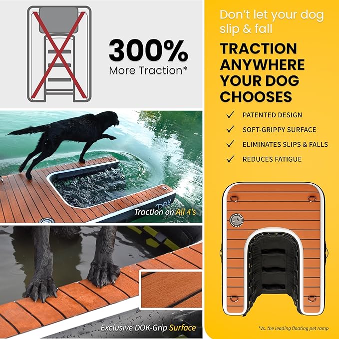 DOK Dog-DOK Mini Inflatable Dock Platform: Safe & Easy Water Access for Dogs Up to 30 lbs; Floating Non-Slip EVA Foam with Dog Boat Ramp for Pool, Dock, & Lake | Military Grade & High Visibility