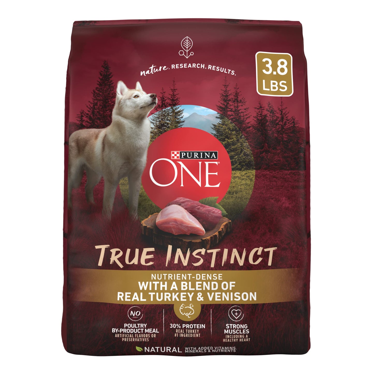 Purina ONE True Instinct With A Blend Of Real Turkey and Venison Dry Dog Food - (Pack of 4) 3.8 lb. Bags
