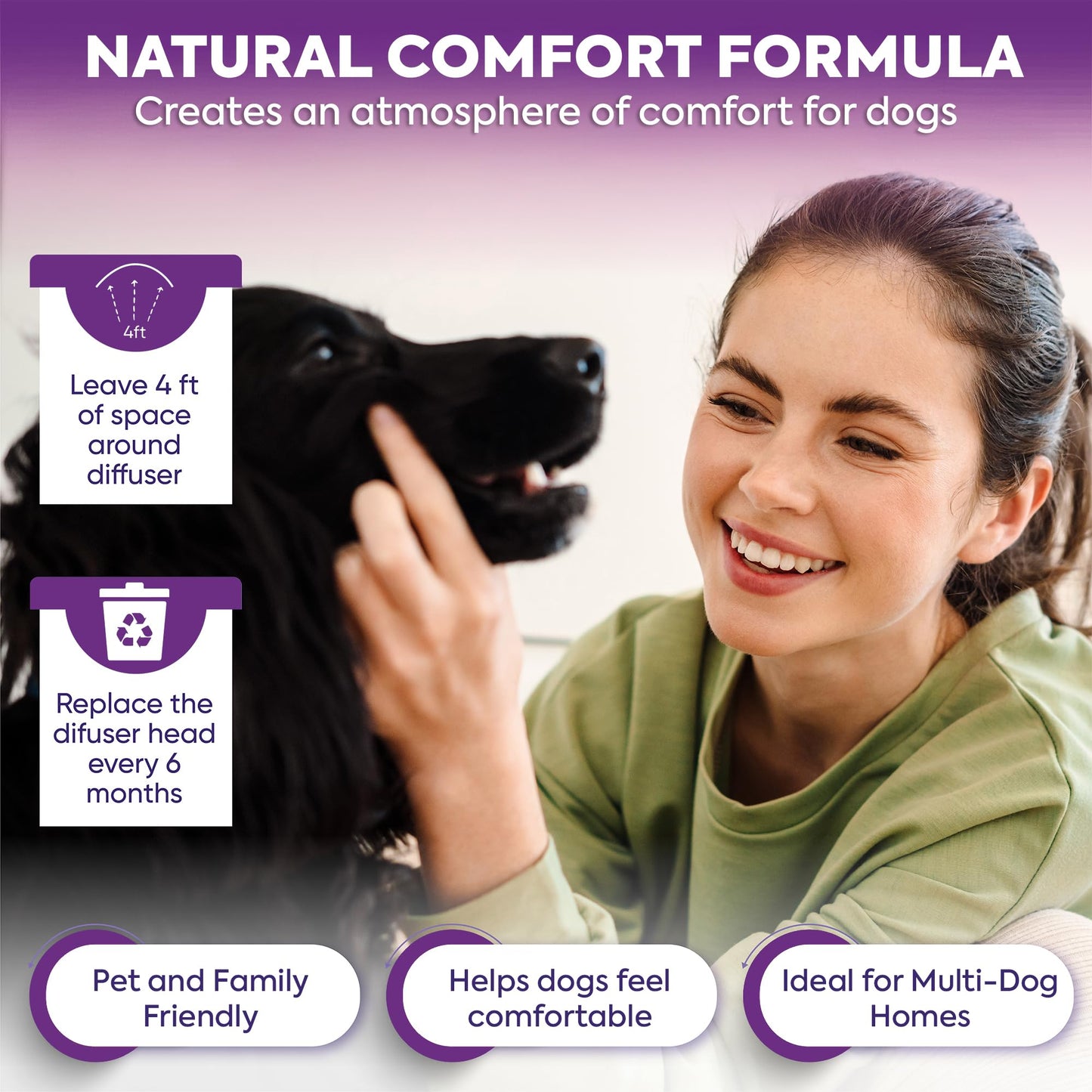 TopSum Dog Calming Diffuser Refills: 6 Pack Dog Pheromones Calming Diffuser Refills - Dog Appeasing Pheromone - Pheromones for Dogs - Calming Pheromones for Dogs, 6 Pack (Purple)