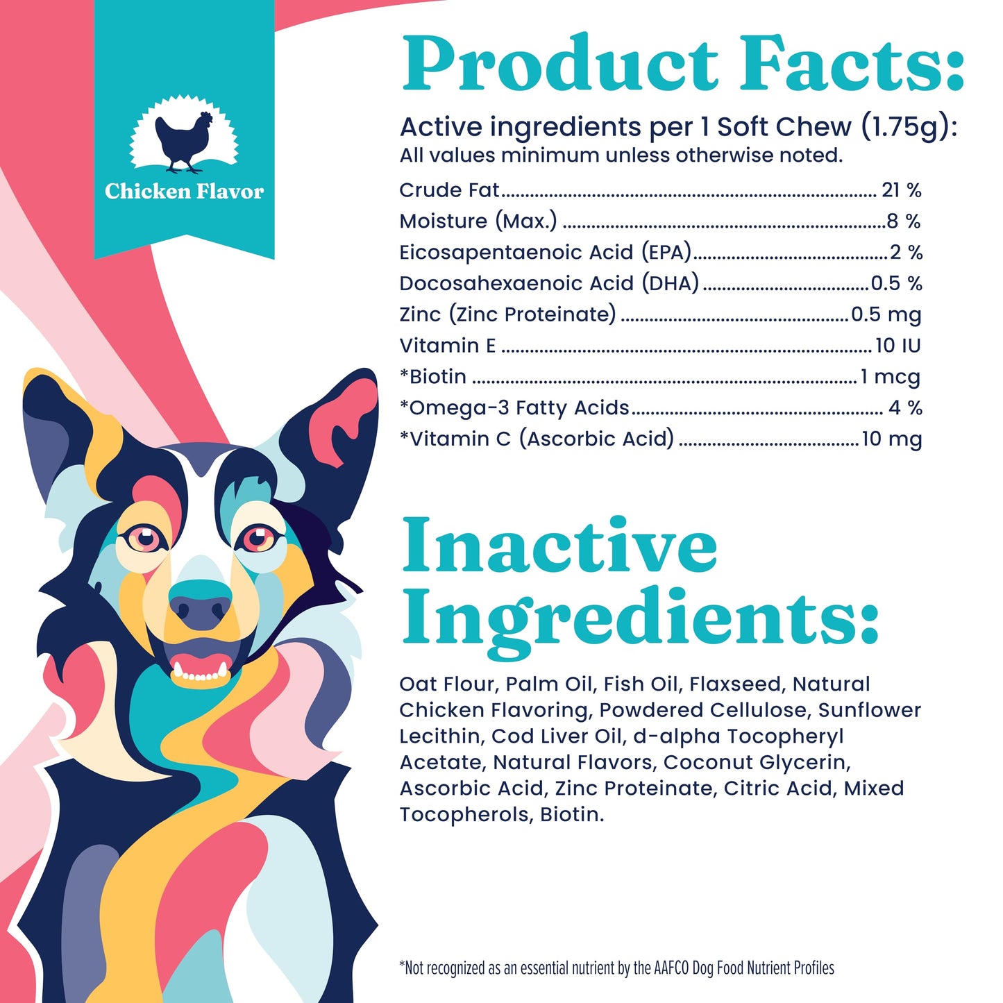 Solid Gold Omega 3 Fish Oil for Dogs Soft Chews - Chicken Flavored Omega 3 for Dog Skin & Coat Health - Vitamin C, E & Biotin Chews for Dry Skin, Immune Support & Itch Relief for Dogs - All Ages 120ct