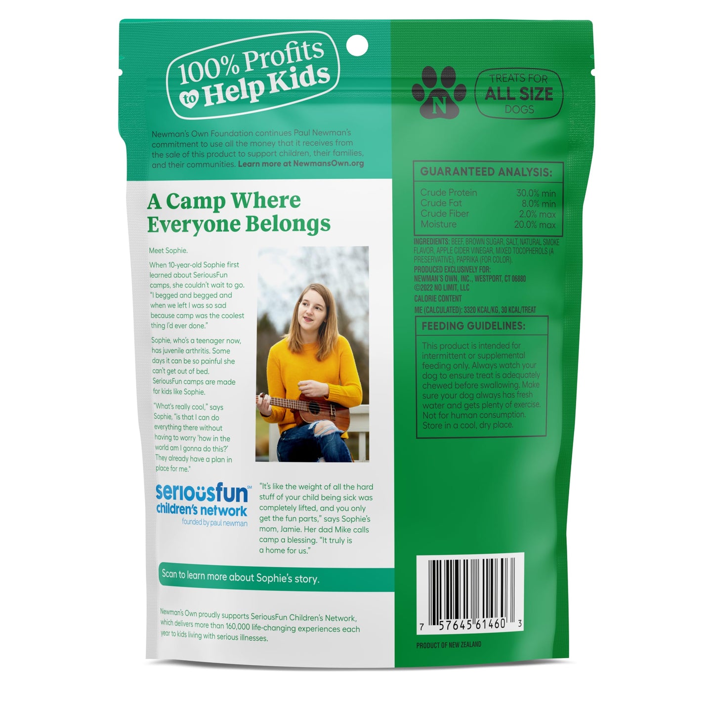 Newman's Own Jerky Treats for Dogs - Original Beef Recipe | Made with Grass Fed Beef | Grain Free | High in Protein | 5 oz Bag (Pack of 6)