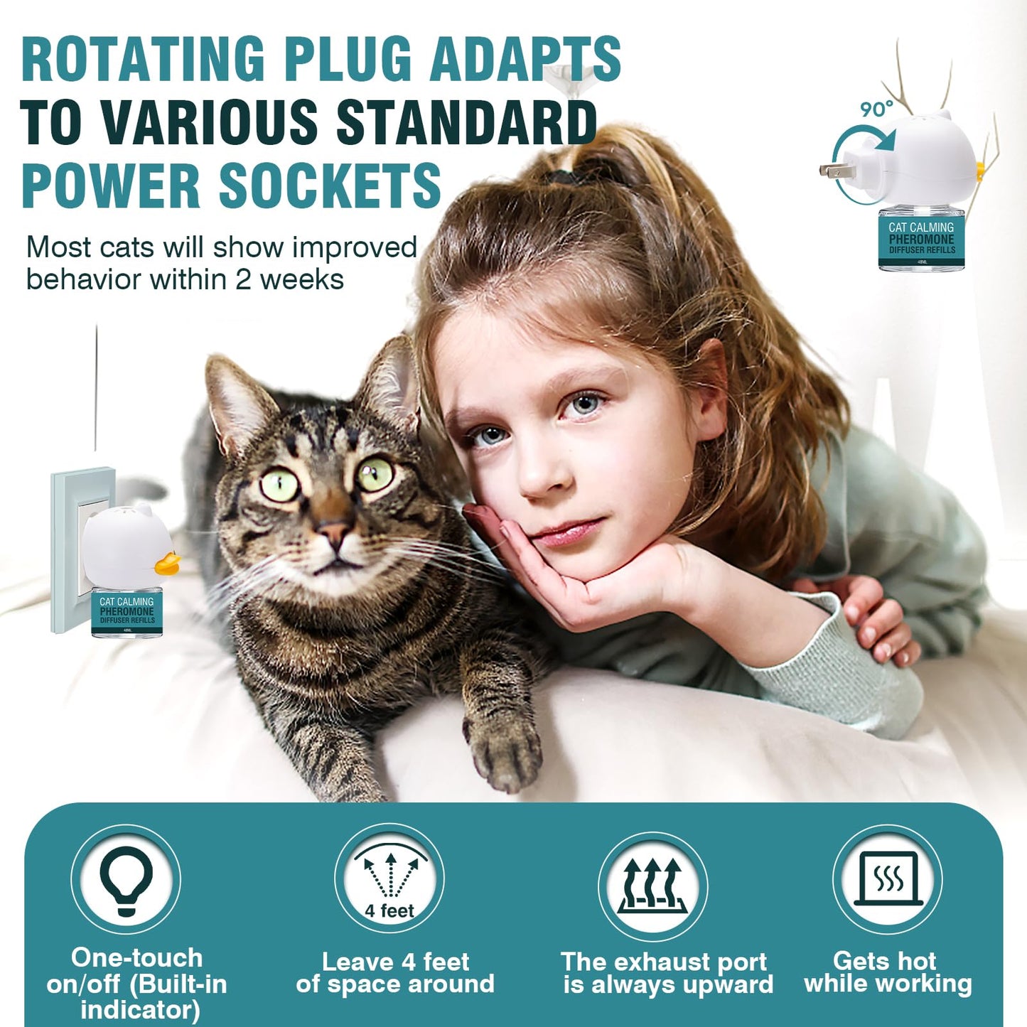 Cat Calming Diffuser 8 in 1 Multicat Pheromone Diffuser Pheromones to Calm Stress and Anxiety Relief Products Plug in Refill Anti Aggression for Cats Spraying No More Stop Cat from Urinating in House