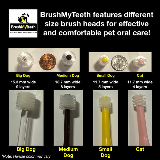Brush My Teeth Medium Dog Toothbrush - Rounded Brush Head -Soft Flexible Bristles- for Safe and Gentle Brushing for Doggie, Any Medium Breed or Puppy, Daily Brushing Adds Years of Healthy Life