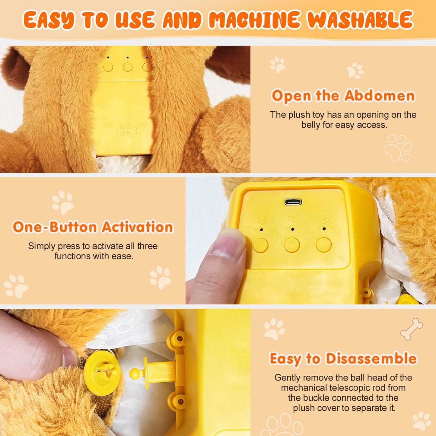 DCIAER 3-in-1 Heartbeat Puppy Toy, Simulates Breathing/Heartbeat/Warmth,Anxiety Relief, Sleep Aid for Puppy, Ideal for Crate Training.