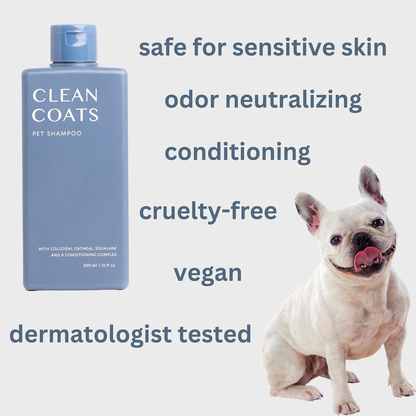 Clean Coats Fragrance Free Pet Shampoo for Dogs – Gentle Oatmeal & Aloe Leaf Formula for Sensitive Skin, Helps to Relieve Itchy & Dry Skin, Vegan Formula