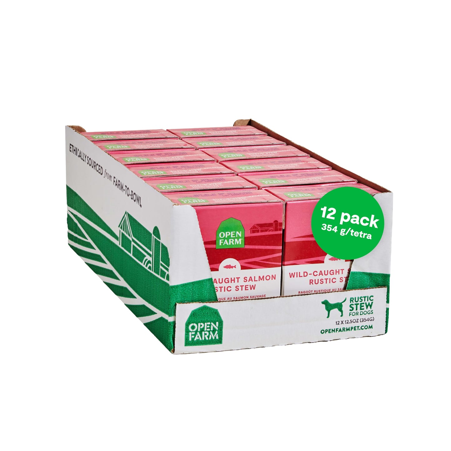 Open Farm Rustic Stews Wet Dog Food, Grain-Free, Complete & Balanced with Human-Grade Ingredients, Humanely-Raised Meat & Bone Broth, Wild-Caught Salmon Recipe, 12.5oz Packs (Case of 12)