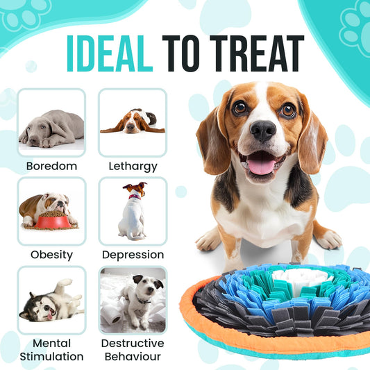 20” Snuffle Mat for Dogs with Pet Training Clicker - Dog Puzzle Toy for Enrichment, Mental Stimulation, Fighting Boredom - Slow Feeder & Activity Rug - Dog Sniffing, Foraging and Treat Mat
