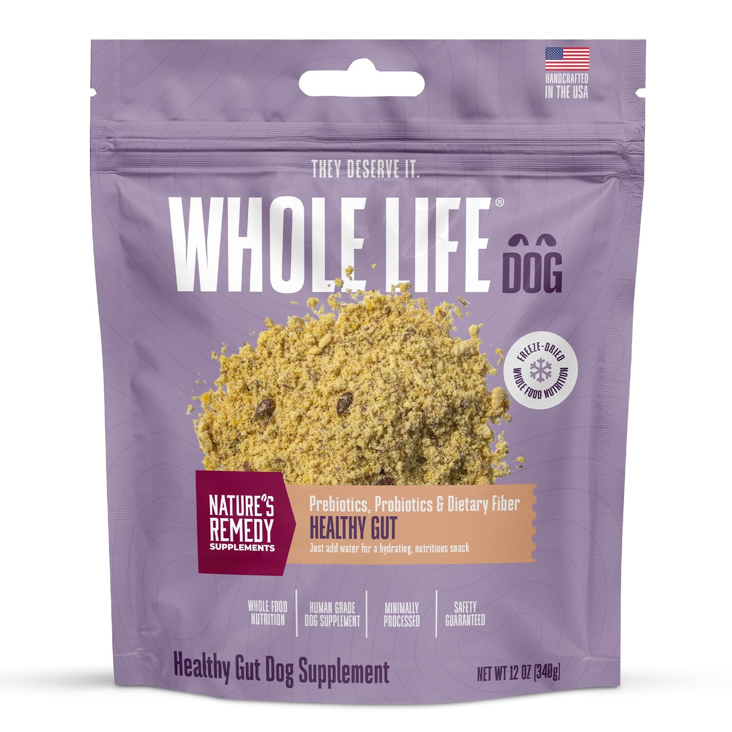 Whole Life Dog Healthy Gut Daily Dog Supplements, Human Grade Probiotics for Constipation Relief, Anti-Diarrhea, Vomit Remedy & Digestive Support, Health Supplies - 90 Servings