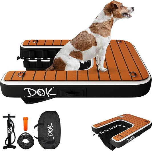 DOK Dog-DOK Mini Inflatable Dock Platform: Safe & Easy Water Access for Dogs Up to 30 lbs; Floating Non-Slip EVA Foam with Dog Boat Ramp for Pool, Dock, & Lake | Military Grade & High Visibility
