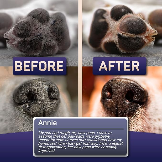Dog Paw Balm for Dry Cracked Paws – Lick-Safe Moisturizer and Organic Paw Wax with Aloe & Vitamin E – Hot Pavement and Winter Snow Protection – Nose Safe – for All Breeds