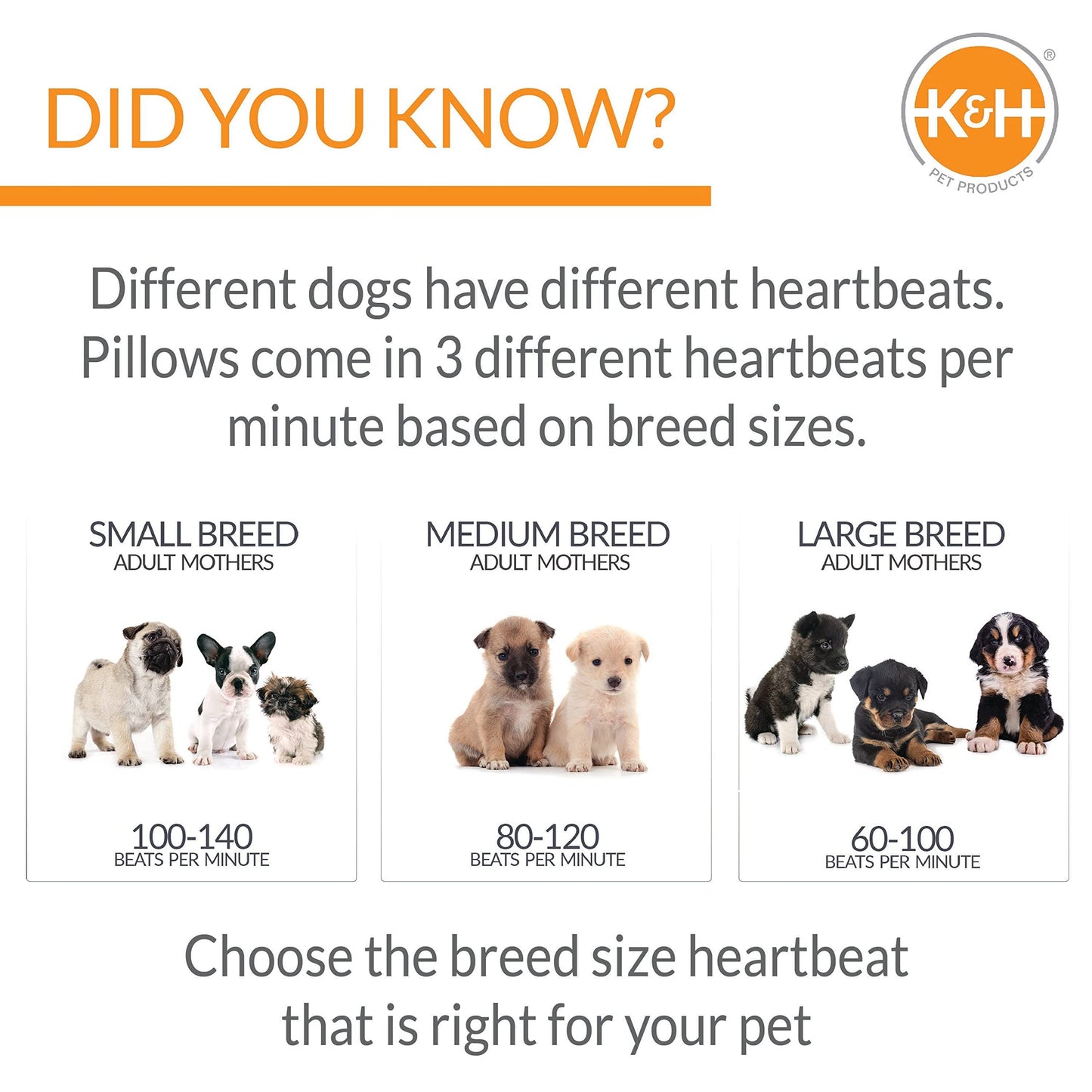 K&H Pet Products Mother's Heartbeat Calming Dog Toy Bone Pillow Gray Large Breed Heartbeat 13 Inch
