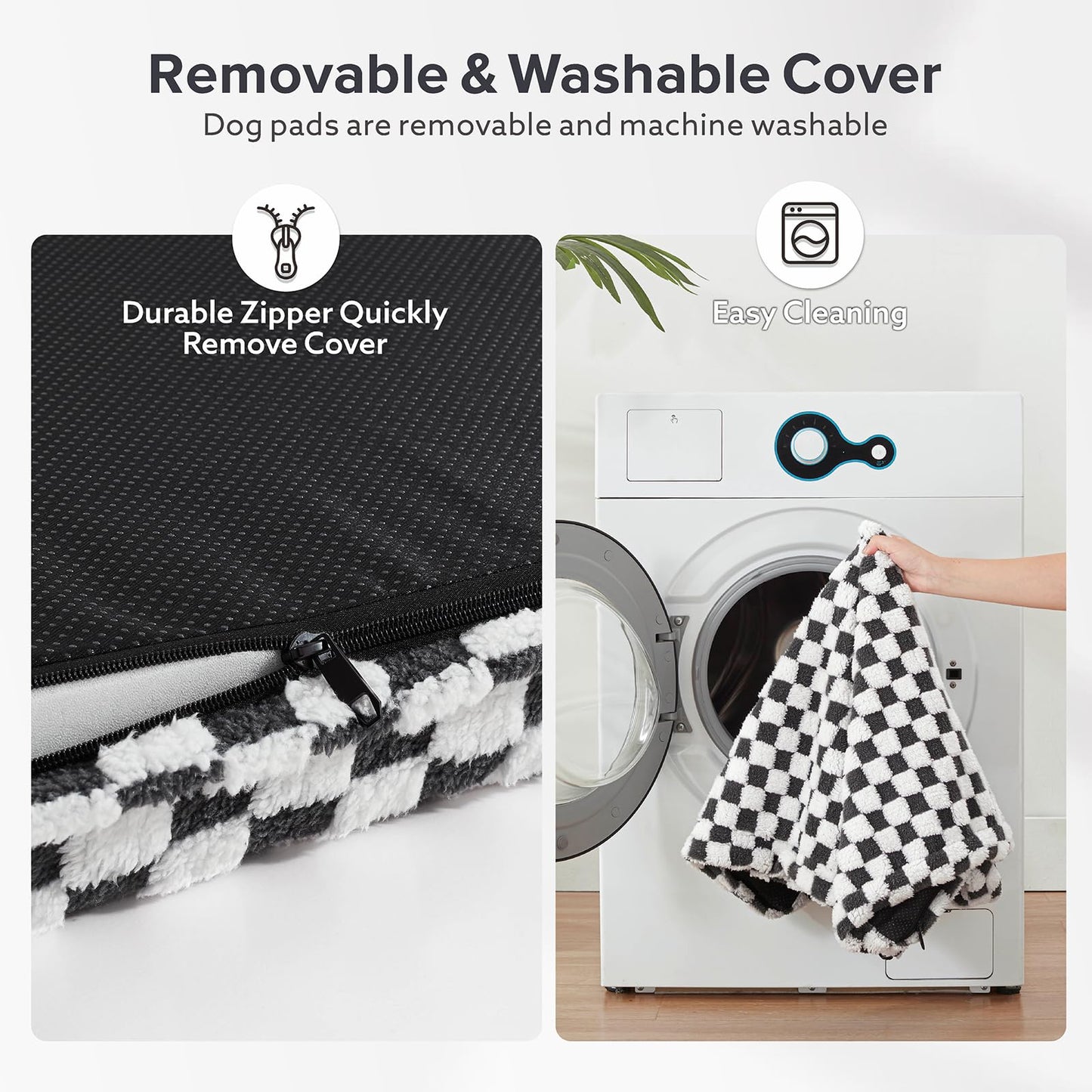 JOEJOY Dog Bed for Large Dogs, Large Orthopedic Dog Bed with Removable Washable Cover, Cute Modern Plush & Memory Egg Crate Foam Dog Bed, 36 x 27 inch, Grey