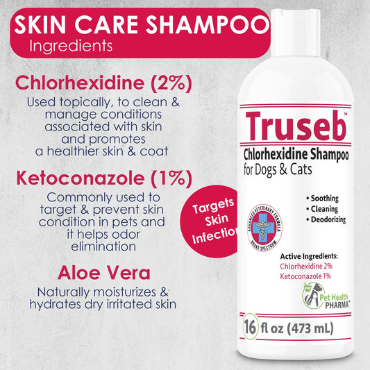 All Natural Ketoconazole & Chlorhexidine Shampoo for Dogs & Cats and Vet-Strength with a Light Scent (USA) (Ketoconazole & Chlorhexidine Shampoo, 32 oz) Made in U.S.A