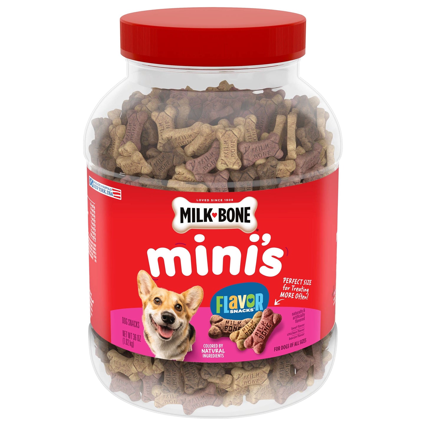 Milk-Bone Dog Treats Bundle: MaroSnacks Beef 40 Ounce + Flavor Snacks Mini's 36 Ounce