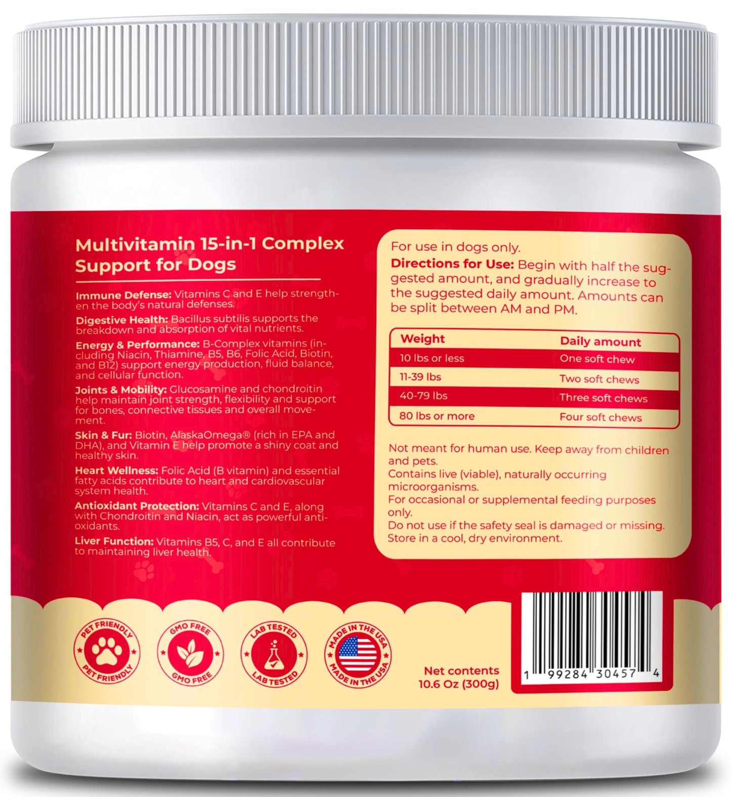 Dog Multivitamin, Chewable Dog Vitamins and Supplements for Hip & Joints, Skin & Coat, Omega 3 Oil for Dogs Immune, Heart & Digestive Health, Senior & Puppy Multivitamin - Chicken Flavor - 120ct