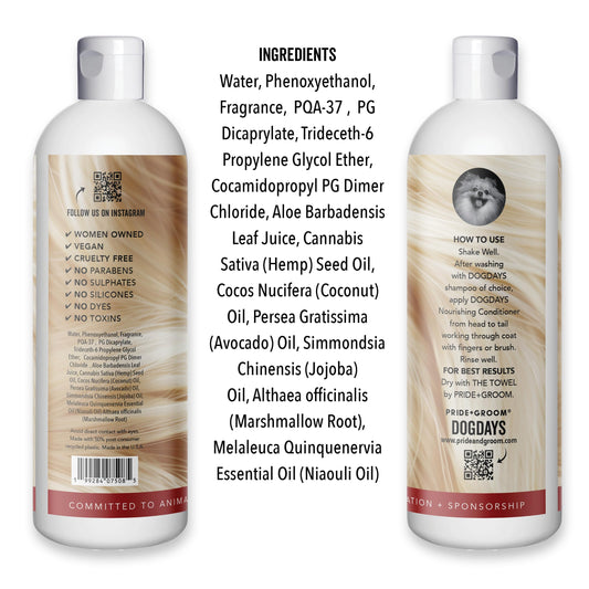 Pride and Groom DogDays Nourishing Dog Conditioner | Tearless, Hypoallergenic Formula for Allergies, Itching & Dry Skin | Natural Detangler for Dogs | Extends Life of Dog Groom | 16 oz
