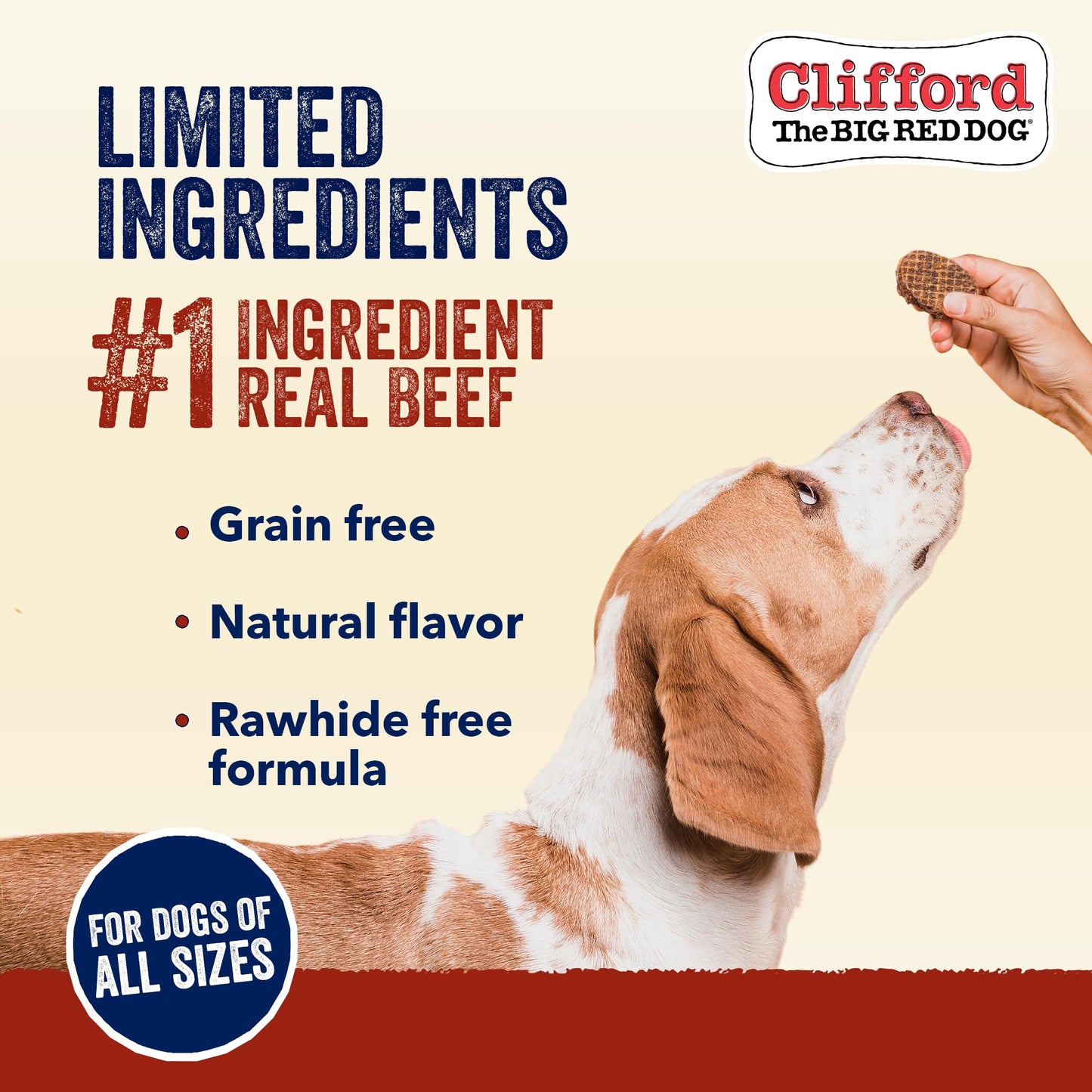 Clifford The Big Red Dog Soft Training Treats for Puppies and Dogs – Healthy, High Protein, Grain Free, Soft Puppy Treats for Small Dogs and Large – Real Beef Mini Burger Bites – 24oz