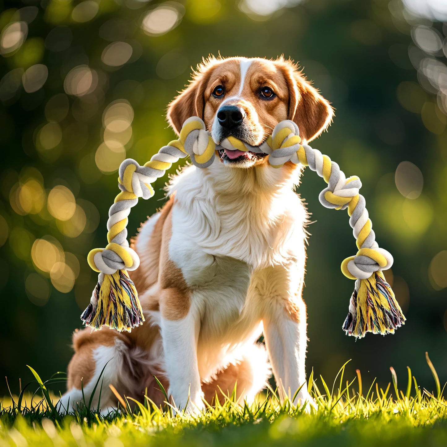 Norvy XXL 6-Knot Dog Rope Toy for Large Dogs Aggressive Chewers 40in Long Heavy Duty Rope Toy Almost Indestructible Dog Tug Toy Puppy Cotton