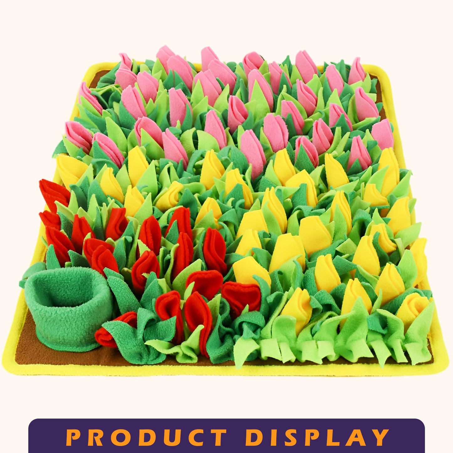 MHTTEC Dog Sniffing Mat Tulip Snuffle Mats for Dogs 23.62" x 15.75" Nosework Feeding Mat Polar Fleece Interactive Dog Slow Feeder for Smell Training and Slow Eating 1PC