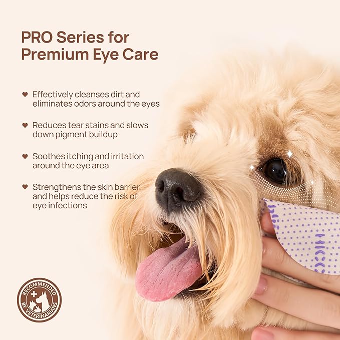 HICC PET Eyes Wipes for Dogs & Cats - Gently Remove Tear Stain, Debris, Discharge, Crust, Pet Cleaning Grooming Deodorizing Wipes Wash Cleaner for Eyes, Wrinkle, Face (Blueberry&Probiotic Scent)