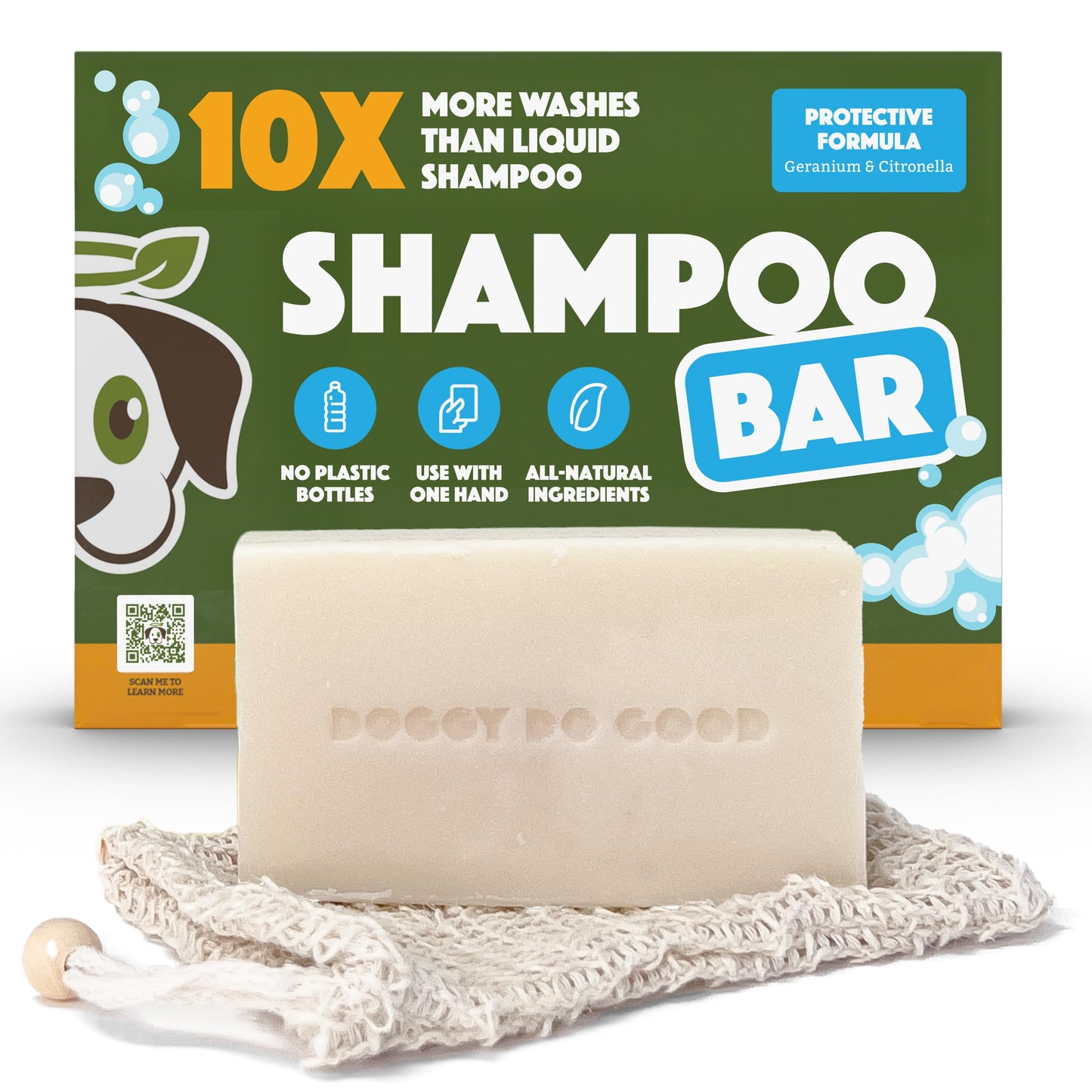Doggy Do Good Deshedding Dog Shampoo Bar, Dog Soap Bar, Geranium & Citronella Shampoo for Dogs, Natural Dog Shampoo for Shedding Control, Hypoallergenic, Healthy Coat, Equals 30 oz Shampoo