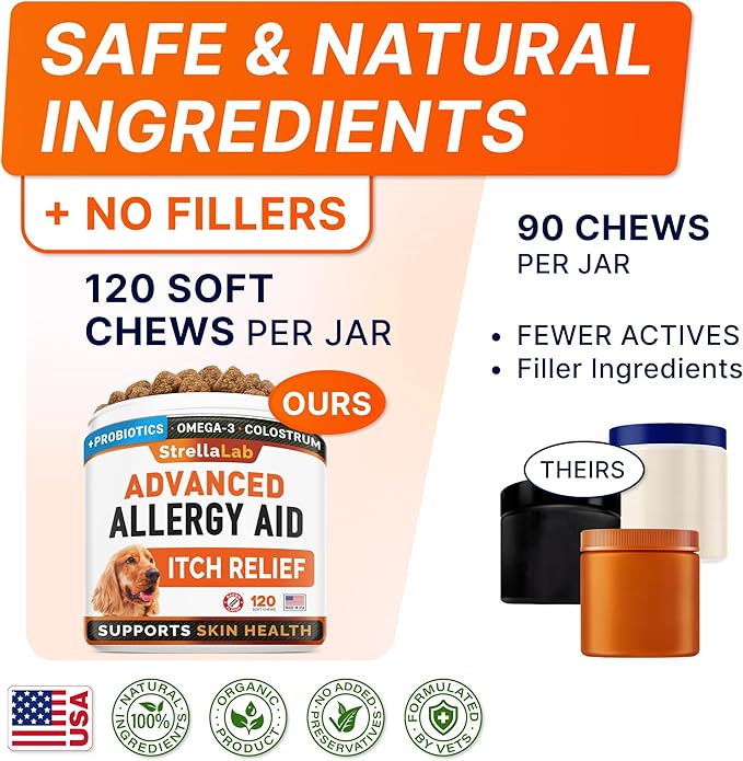 Advanced Allergy + Hemp Calming Dogs Bundle - Itchy Skin Treatment + Anxiety Relief - Omega3&Pumpkin - Dog Itch Relief + Health & Wellness Supplements for Dog Separation Barking - 240Ct - Made in USA