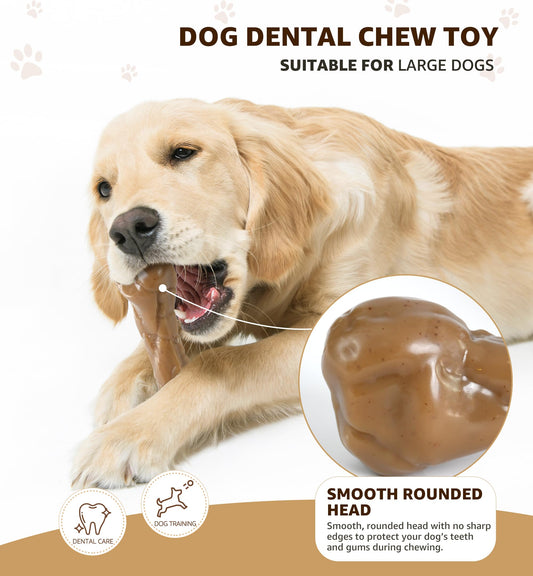 IPTPAS Tough Dog Chew Toy Infused with Real Cowhide, Long-Lasting Beef Flavor, Indestructible Nylon Bone Toy for Aggressive Chewers, Dental Care, Multiple Size Options for All Breeds (Large)