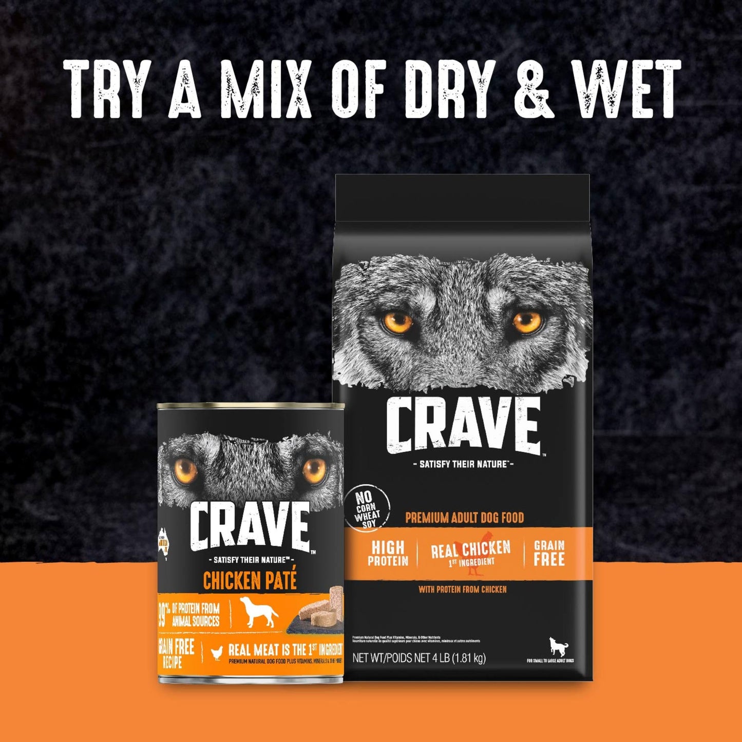 CRAVE Grain Free High Protein Adult Dry Dog Food, Chicken, 4 lb. Bag