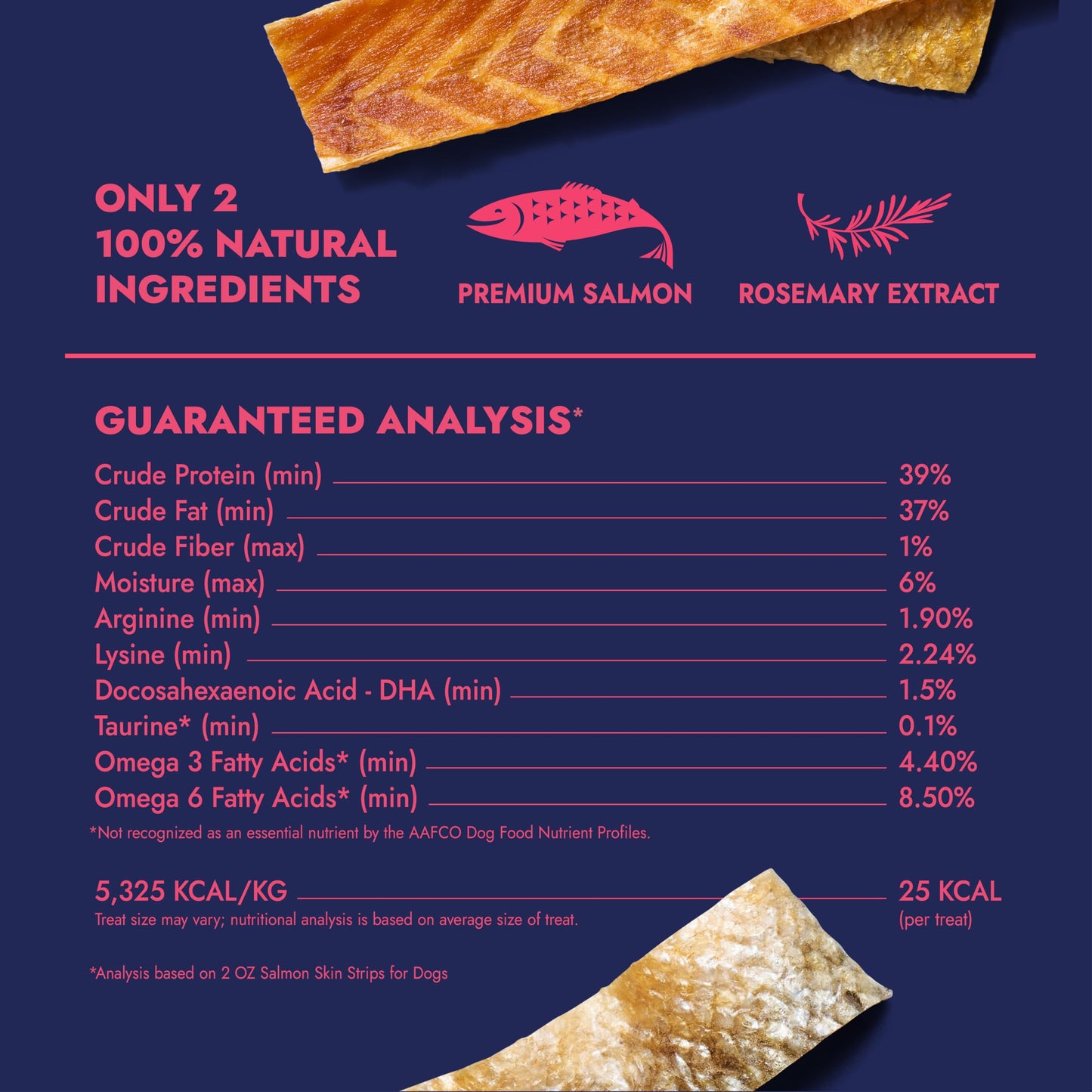 Finfare Freeze Dried Dog Treats, Salmon Skin Strips, Protein & Omega-3s, Grain Free Salmon Dog Training Treats, Crafted in USA, 2oz