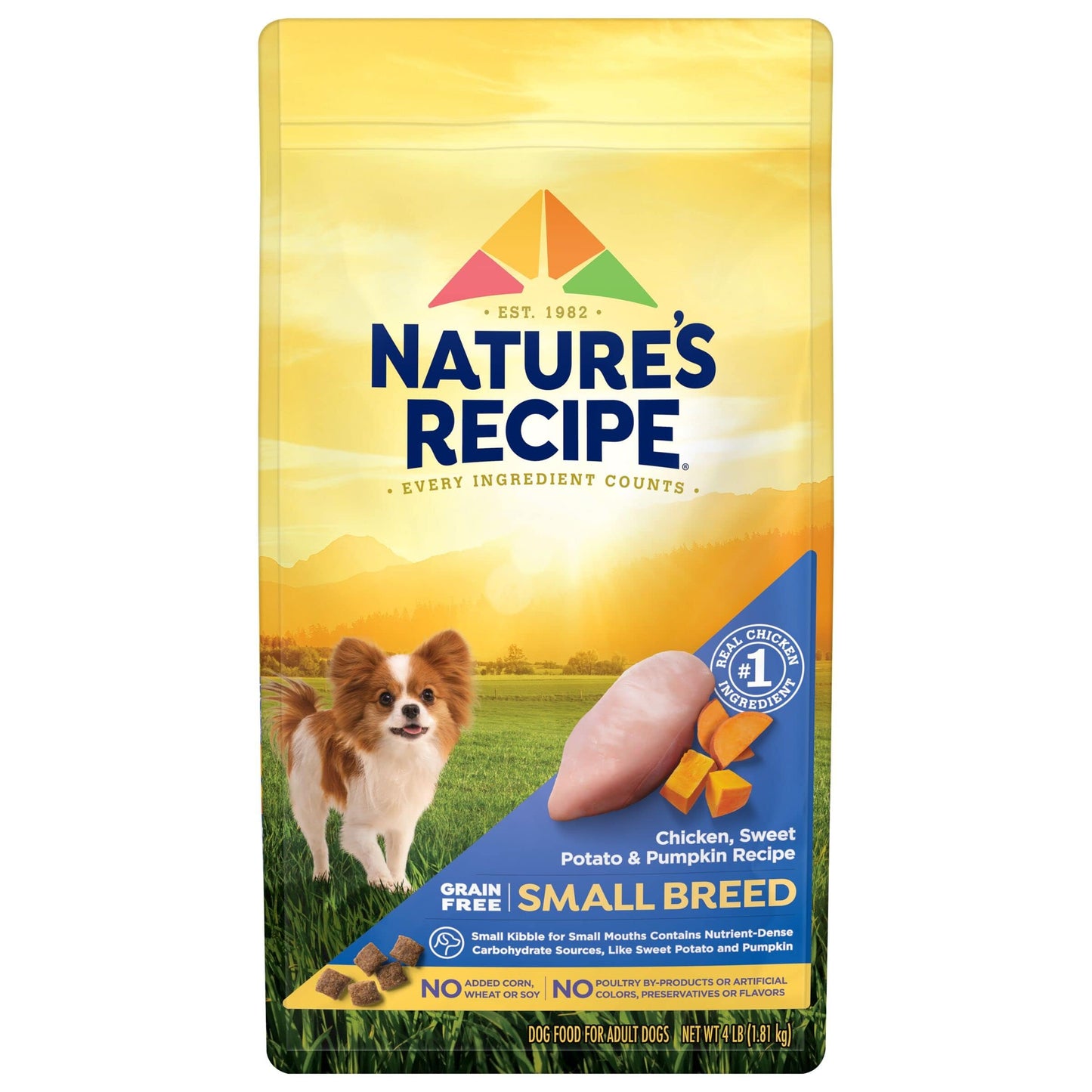Nature's Recipe Grain Free Small Breed Dry Dog Food, Chicken, Sweet Potato & Pumpkin Recipe, 4 lb. Bag