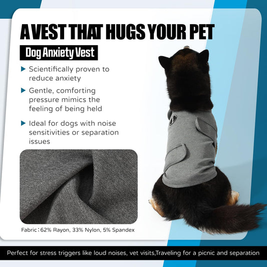 UUREED Dog Anxiety Vest Comfort Relief Coat, Dog Anxiety Calming Vest Wrap for Thunderstorm, Travel, Fireworks, Vet Visits, Separation Anxiety Relief for Dogs