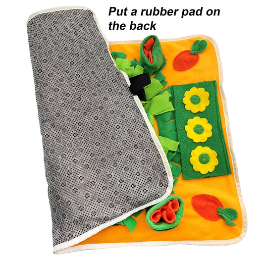 BADQIAO Pet Olfactory Feeding Pad Training Mat Dogs Cats Interactive Puzzle Toy Natural Foraging Tool Slow Feeding Snack Hiding Blanket (Spring)