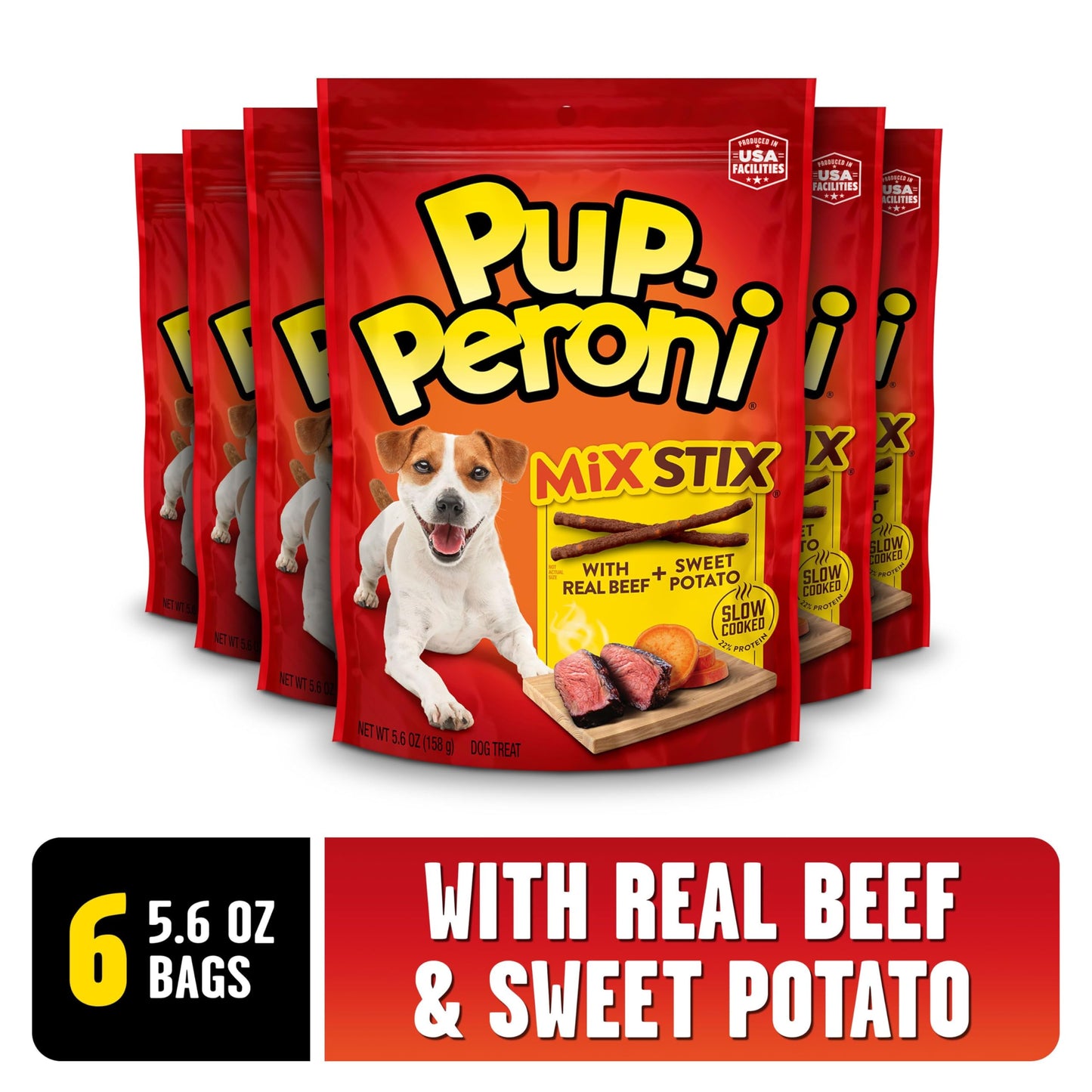 Pup-Peroni Dog Treats, Real Beef + Sweet Potato Mix Stix, 5.6 Ounce (Pack of 8)