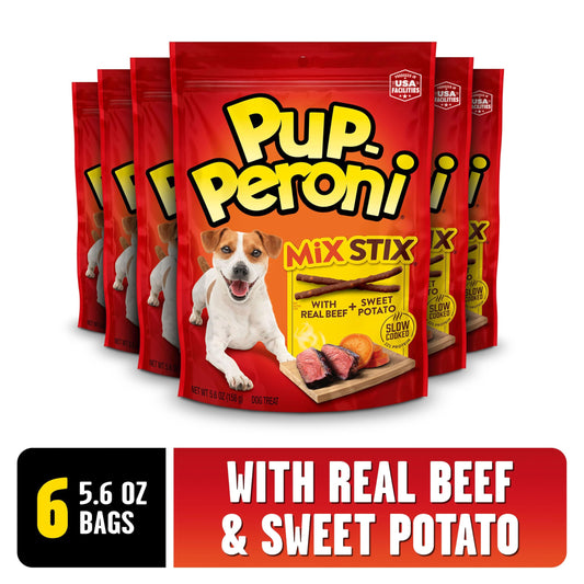 Pup-Peroni Dog Treats, Real Beef + Sweet Potato Mix Stix, 5.6 Ounce (Pack of 8)