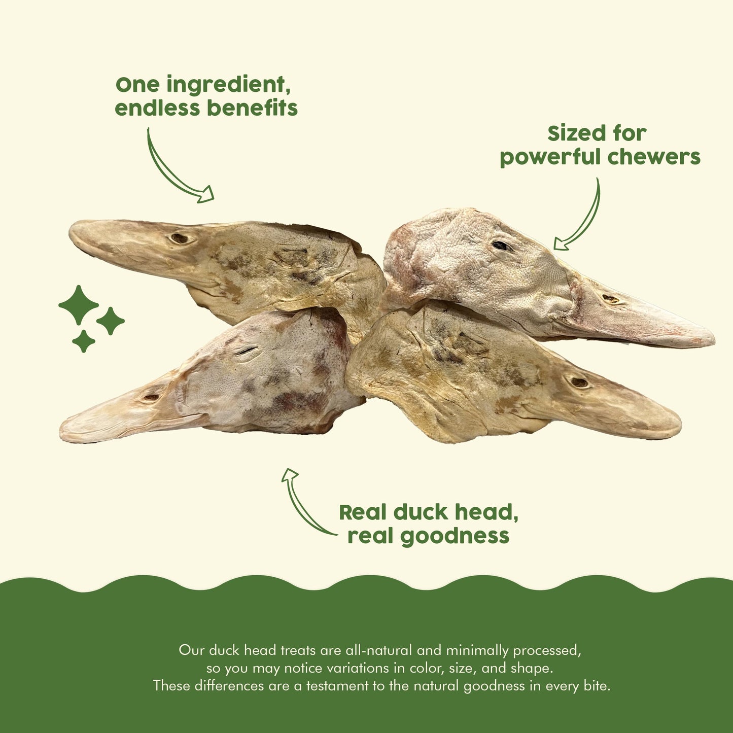 Benji & Louie Freeze Dried Duck Head - Whole Duck Head - Natural Healthy Dog Chews, Single Ingredient, 4 Count