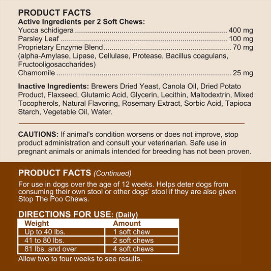 No Poo Chews for Dogs, 120 Soft Chews, Chicken Flavor Chew No Poo Bites - Dog Coprophagia Treatment, Deterrent to Stop Eating Poop - Treats Bad Breath and Boosts Gut Health - Made in USA
