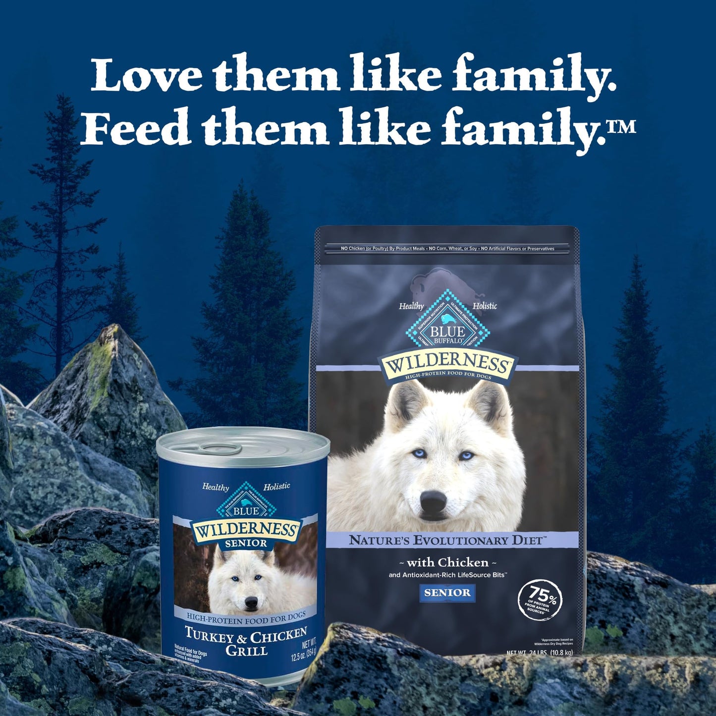 Blue Buffalo Wilderness Rocky Mountain Recipe Senior Wet Dog Food, High-Protein & Grain-Free, Made with Natural Ingredients, Red Meat Recipe, 12.5-oz. Cans (12 Count)