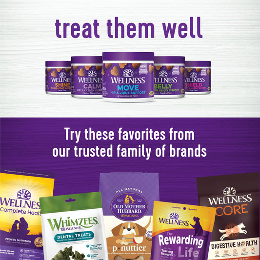 Wellness Complete Health Food + Supplements Bundle: Natural Dry Dog Food, Whitefish & Sweet Potato, 30-Pound Bag Skin & Coat Soft Chew Dog Supplements, Barkin' Bacon Flavored, 45 Count