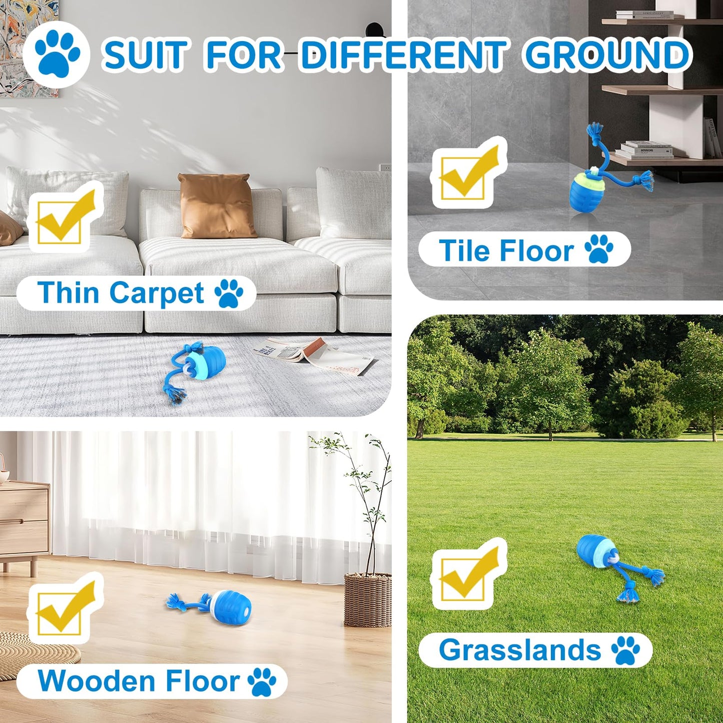 Huimpet Interactive Dog Toys, [2025 Newly Upgraded] Interactive Dog Ball for Medium/Large Dogs, Automatic Moving Dogs Toy Wicked Ball for Boredom & Training, Play Music, USB Rechargeable(Blue)