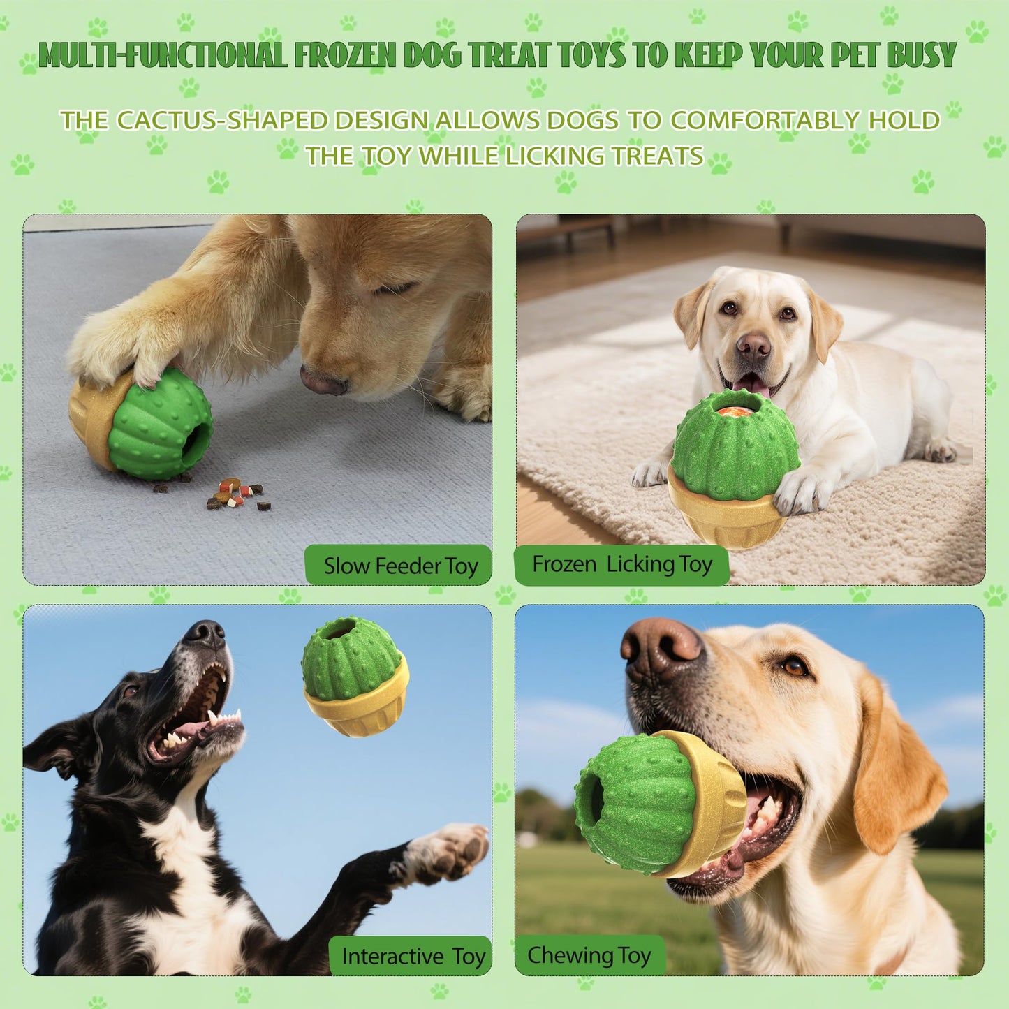 DSUMD Interactive Dog Toys, Frozen Treat Dispensing for Aggressive Chewers, Indestructible Nylon Chew Toy, Slow Puzzle Feeder for Healthy Eating, for Small Medium Large Breed to Keep Them Busy, Green