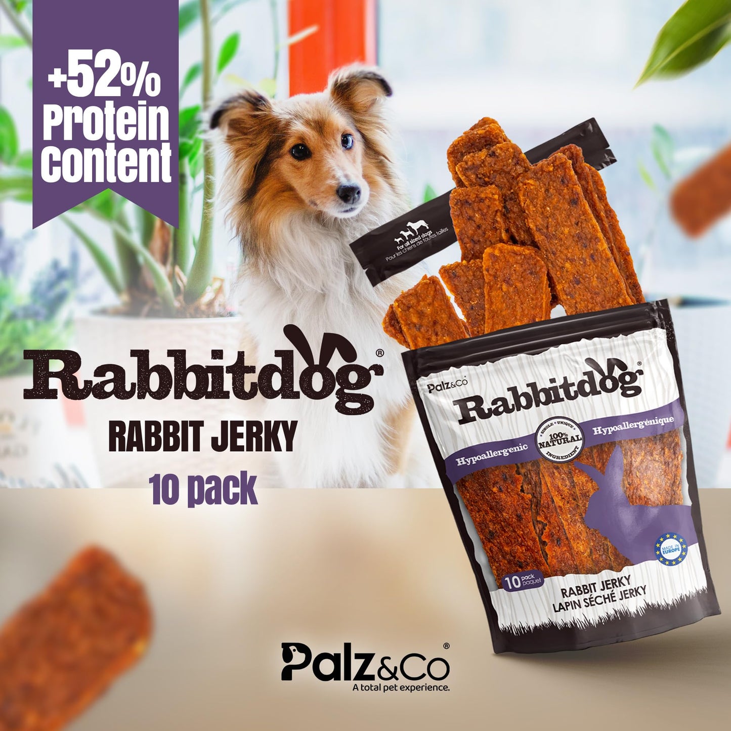 RabbitDog Rabbit Treat Variety Pack for Dogs – Ears (Without Fur), Jerky & Sausage - 100% Natural, Single Ingredient Dog Chews