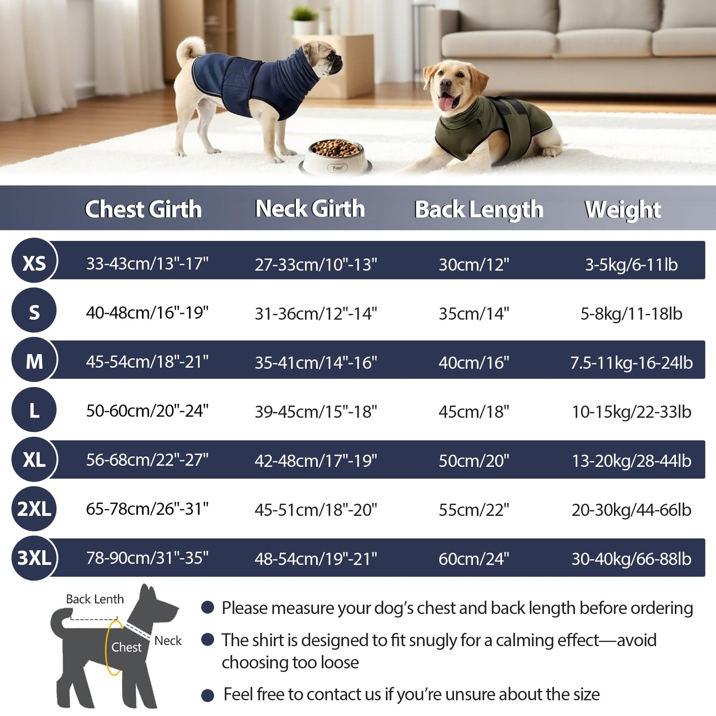 Dog Anxiety Jacket, Breathable Dog Anxiety Relief Vest Shirt, 2-in-1 Large Doggy Calming Hoodie with Ears Wrap for Thunderstorms, Fireworks, Vet Visits, Separation, Noise Protect Recovery (Blue, XL)